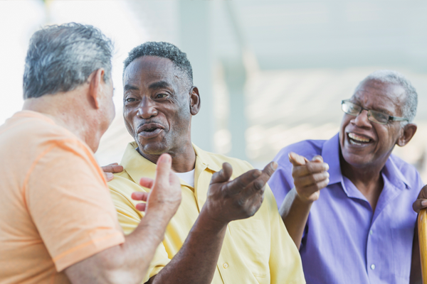 patients talking and laughing together